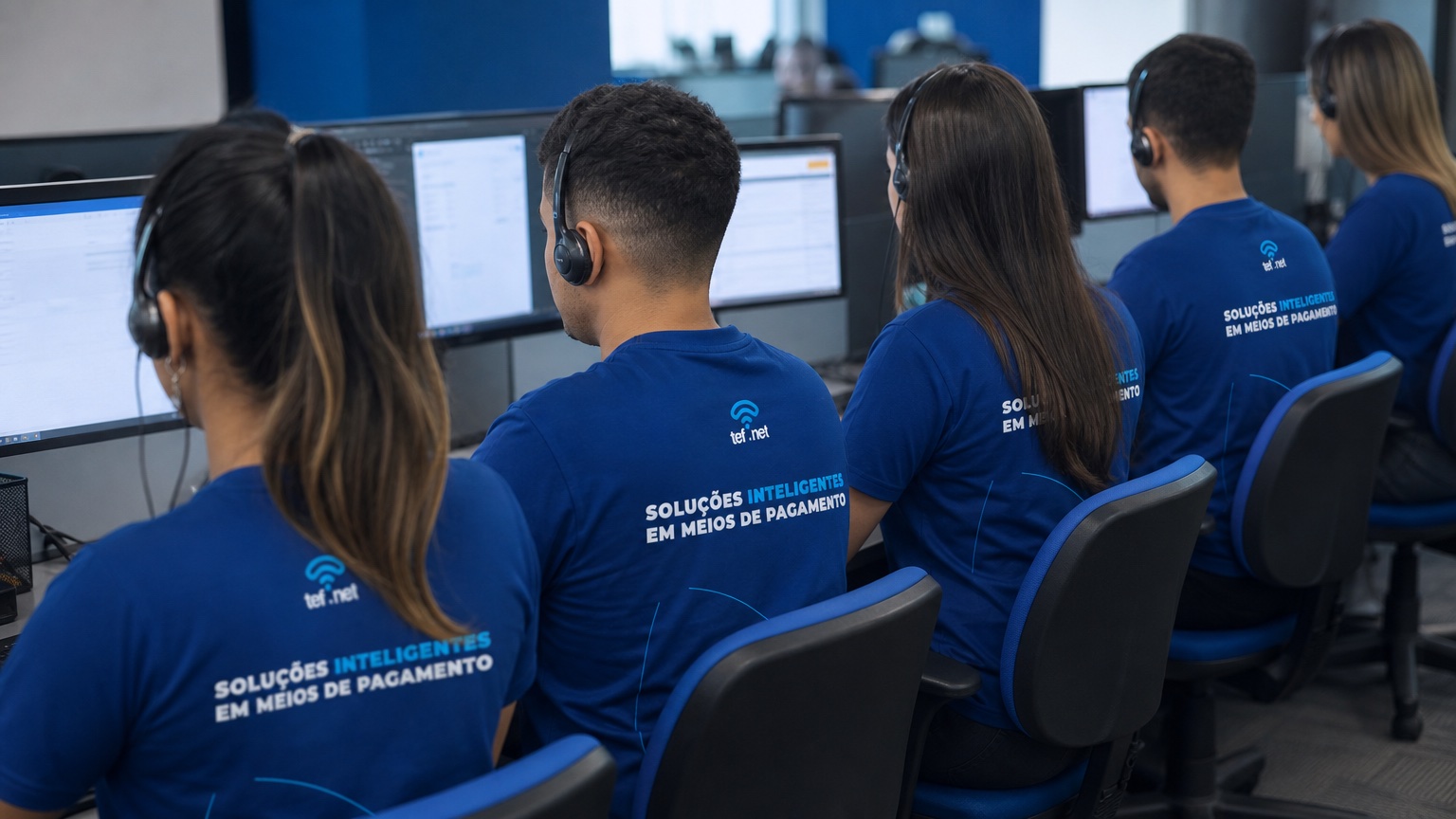 Central de suporte da tef.net — equipe multidisciplinar em atendimento