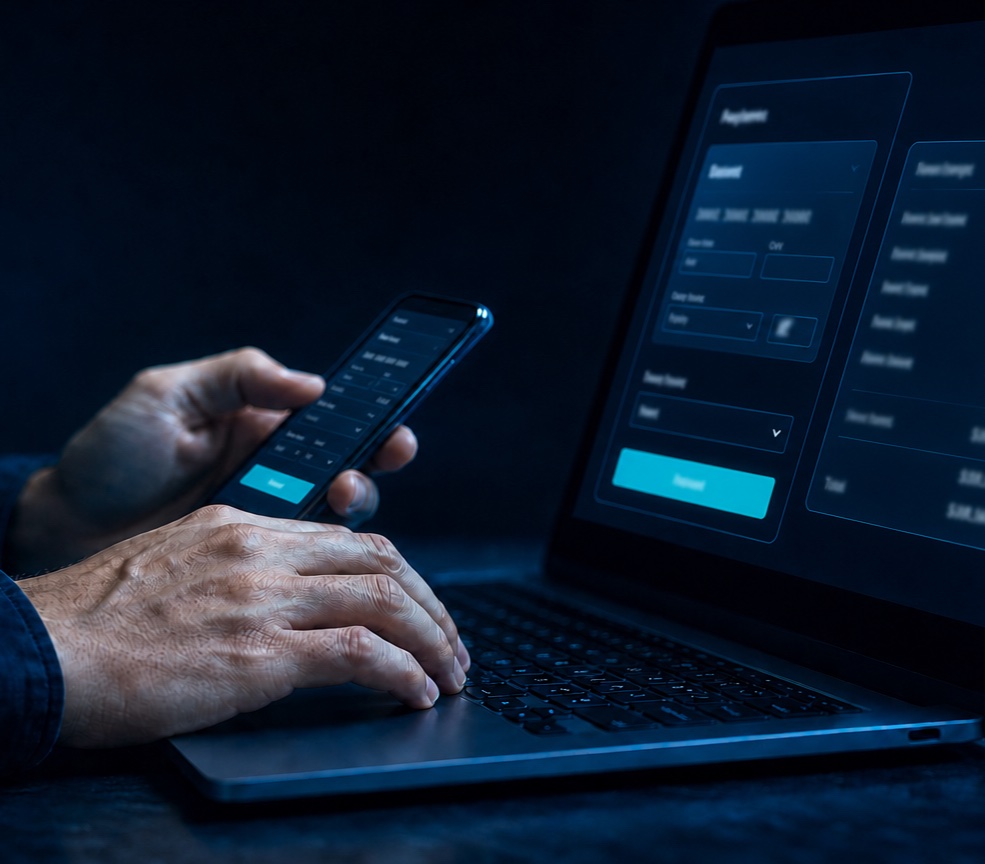 Gateway de Pagamentos — checkout digital em smartphone e notebook